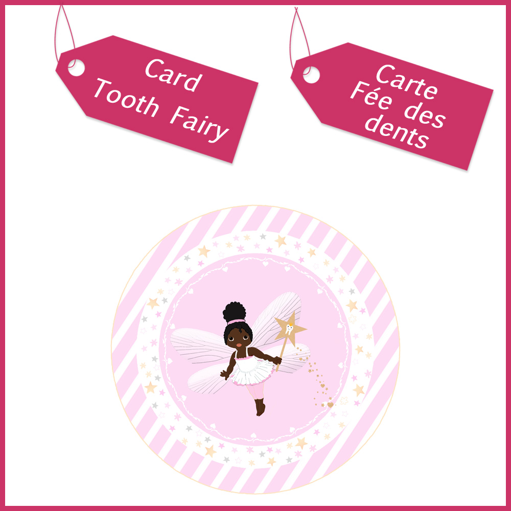 1 Carte tooth fairy afro rose
