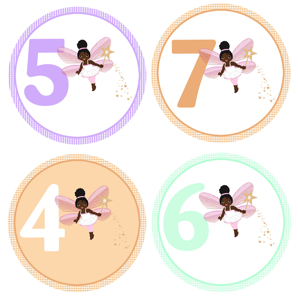 3 Cards tooth fairy Afro numbers