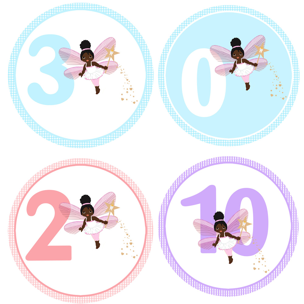 2 Cards tooth fairy Afro numbers