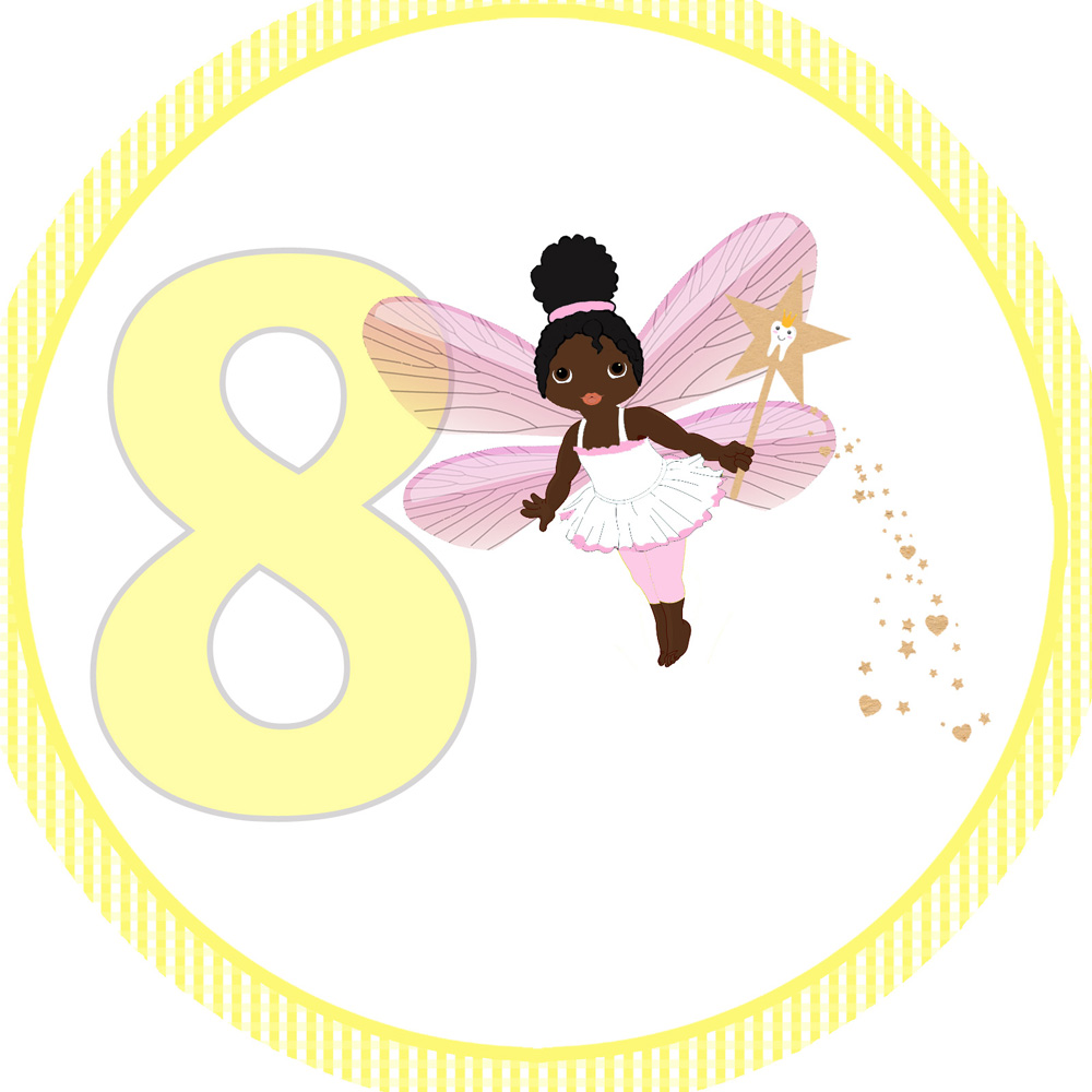 4 Cards tooth fairy Afro numbers
