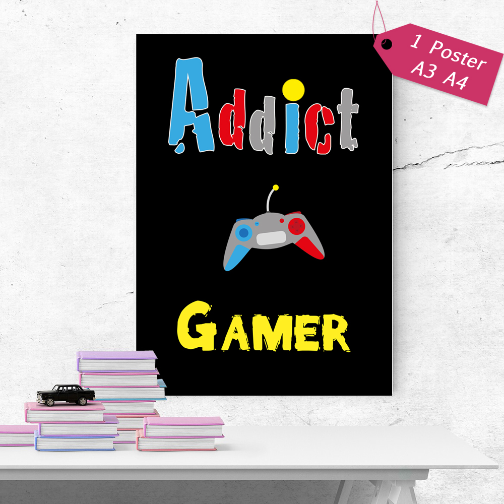 1 affiche poster decoration addict gamer