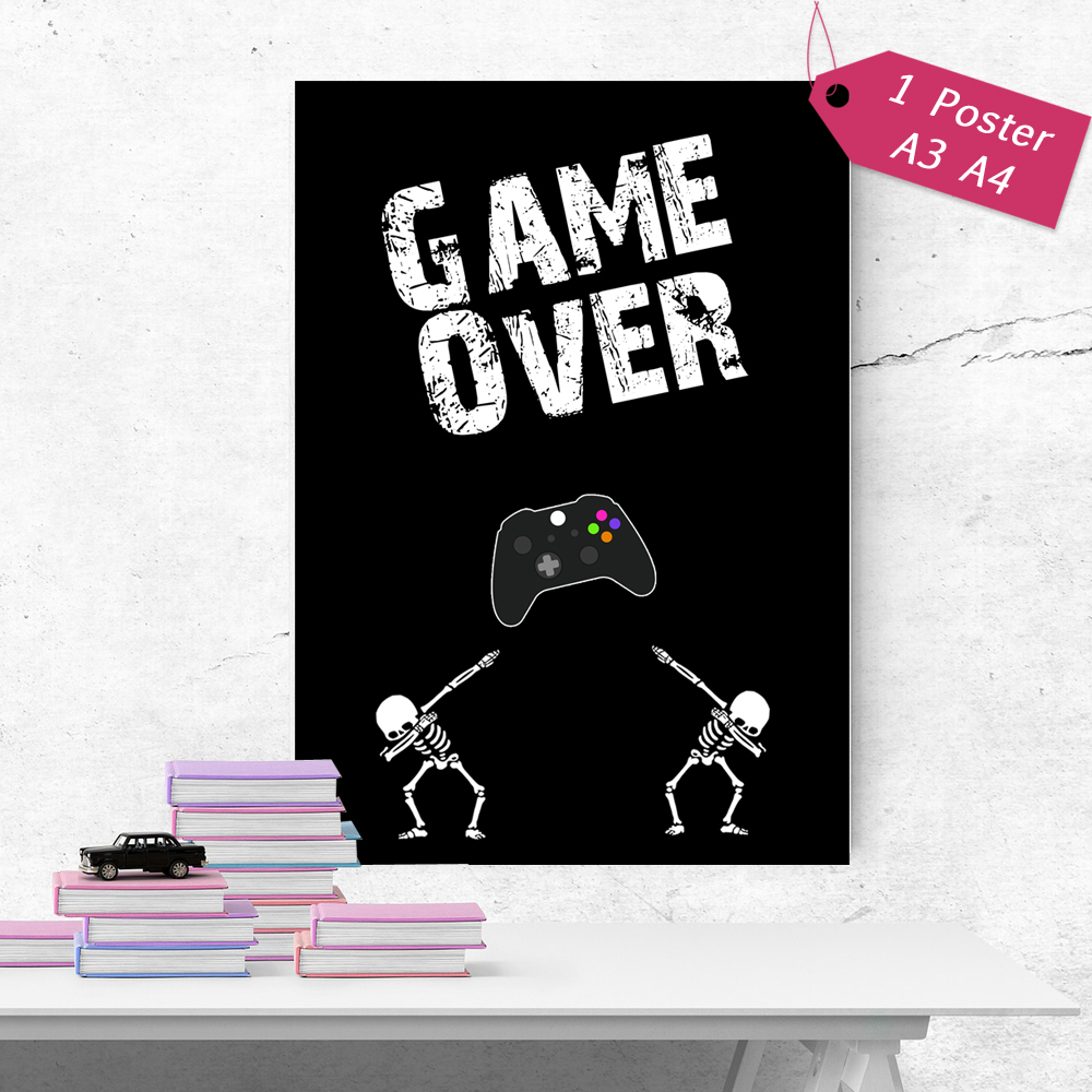 1 affiche poster decoration game over gamer