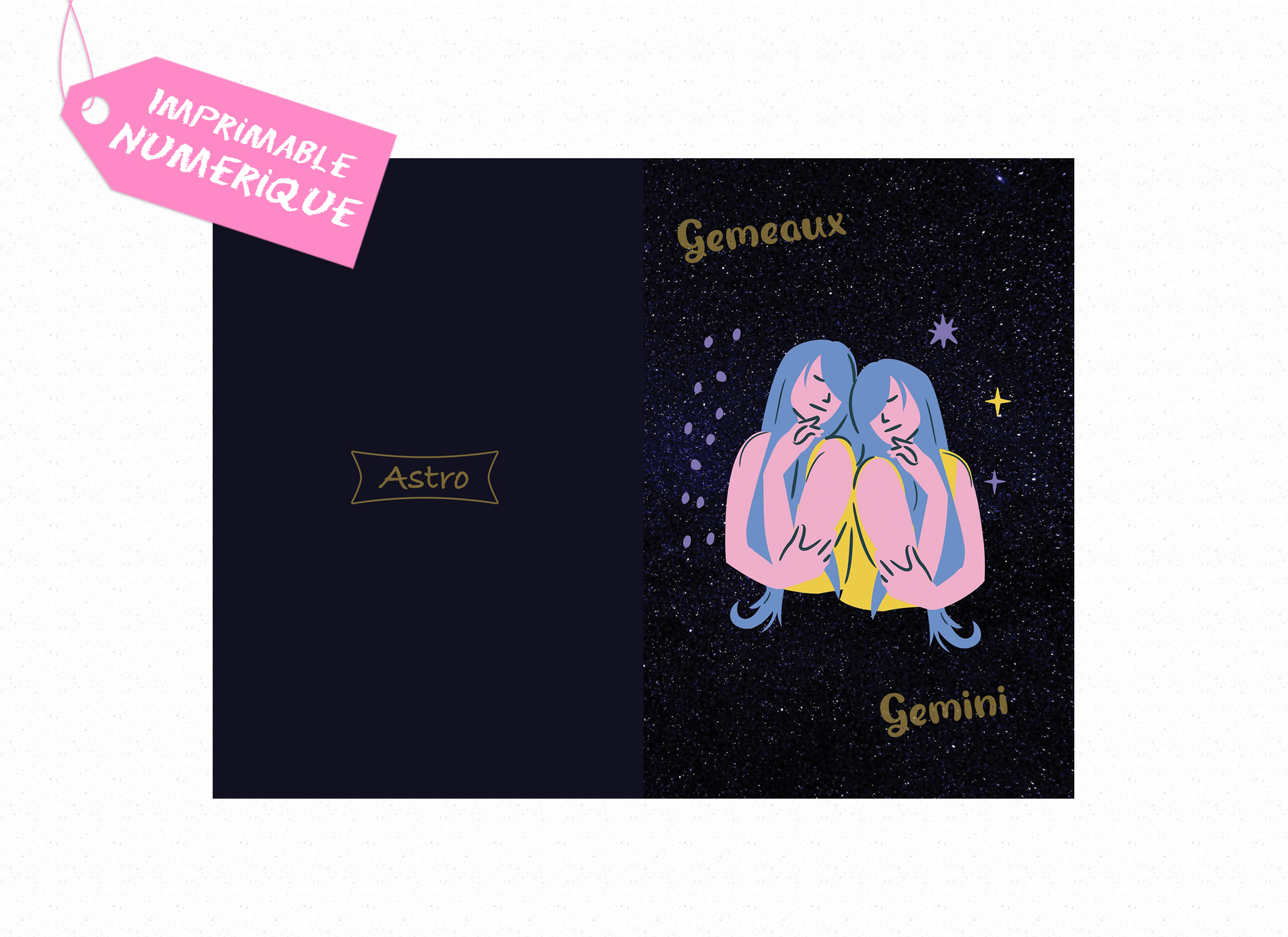 Carte postal astrologie zodiaque gemeaux