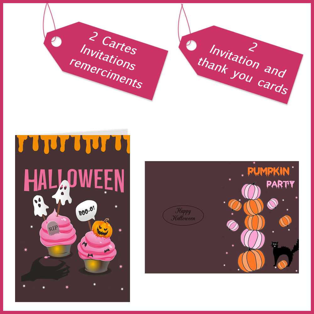 1 Cartes invitation remerciment Happy halloween