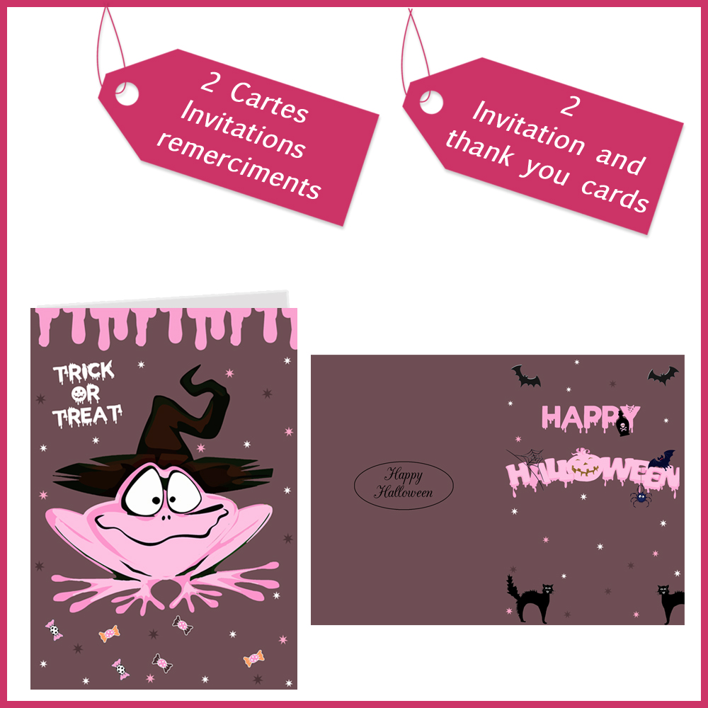 1 Cartes invitation remerciment fantome Happy halloween