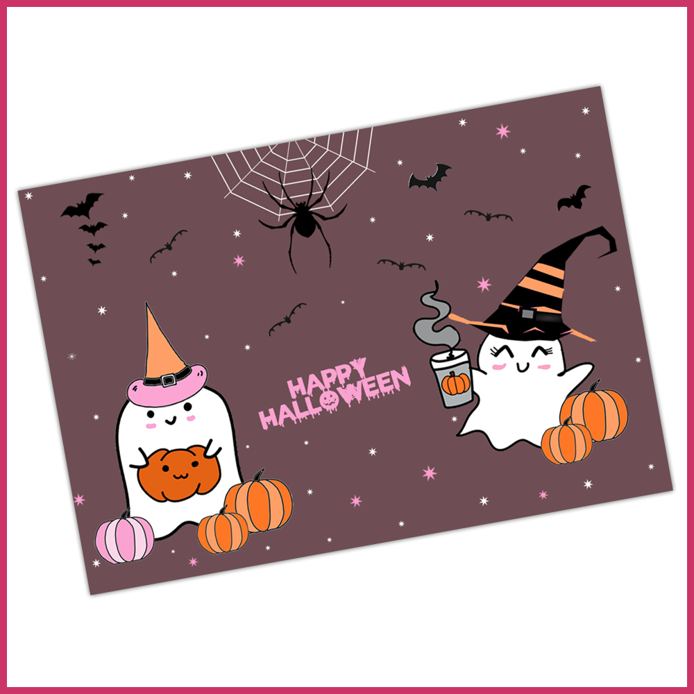 2 Cartes invitation remerciment halloween
