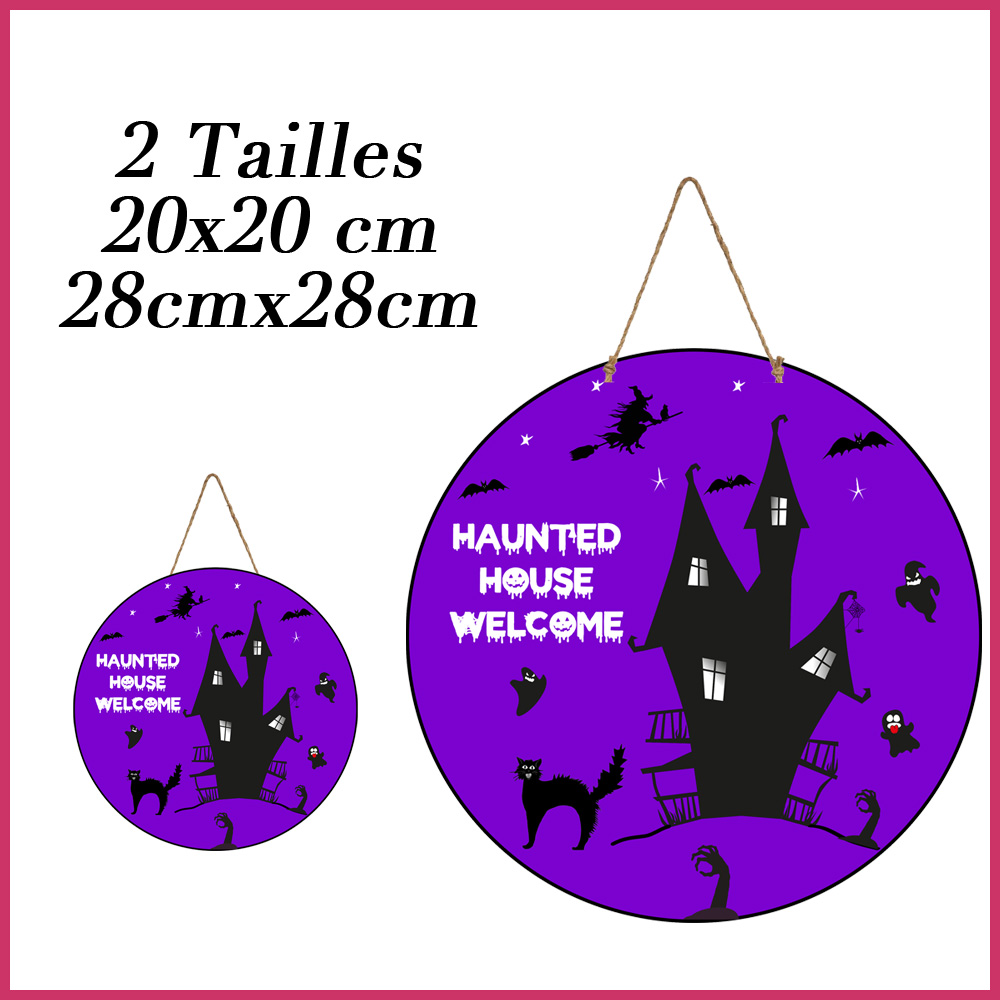 5 Plaque porte decoration happy halloween sorciere