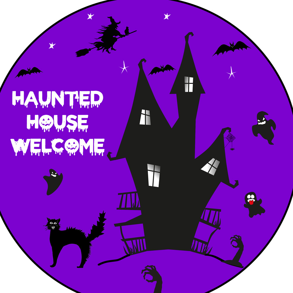 8 Plaque porte decoration happy halloween sorciere