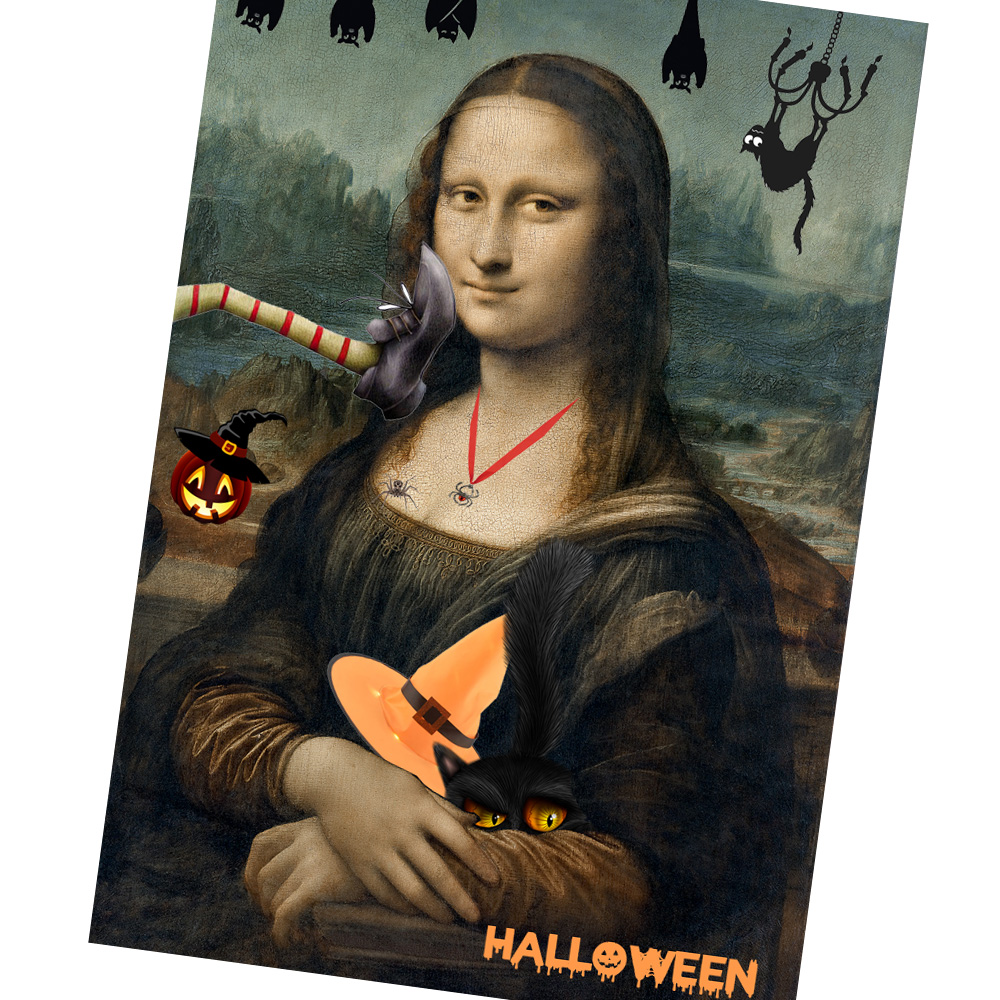 7 Cartes invitation remerciment halloween Mona Lisa