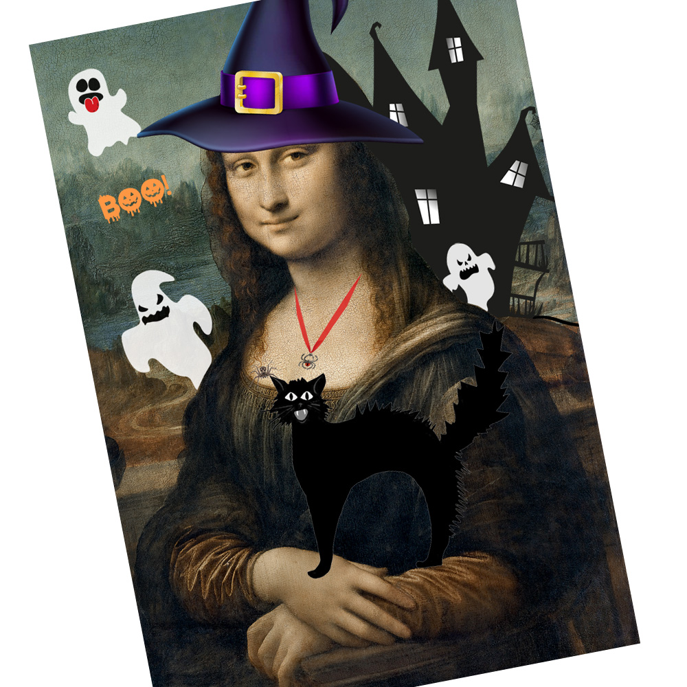 5 Cartes invitation remerciment halloween Mona Lisa