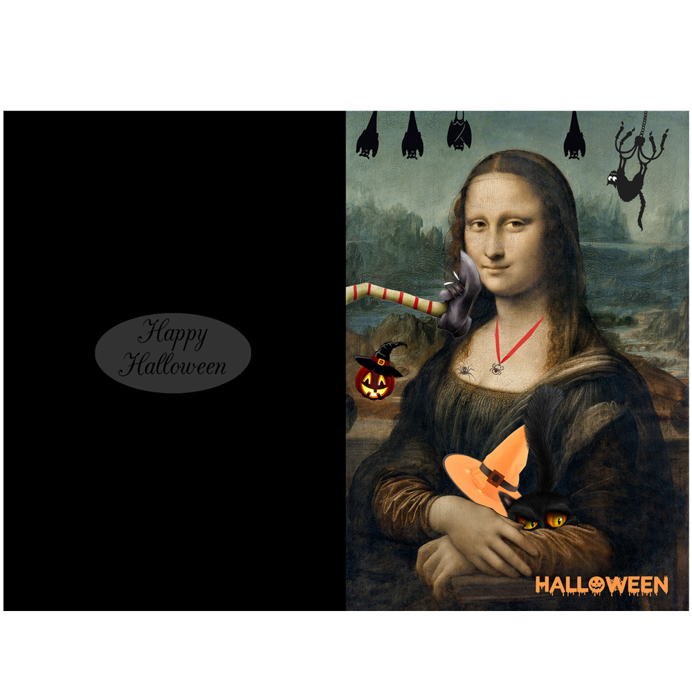 3 Cartes invitation remerciment Joconde Mona Lisa