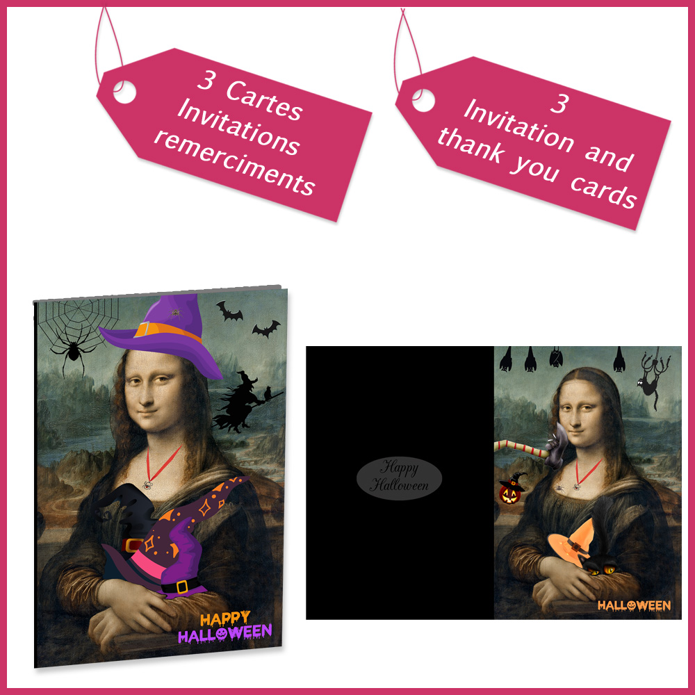 1 Cartes invitation remerciment Joconde Mona Lisa
