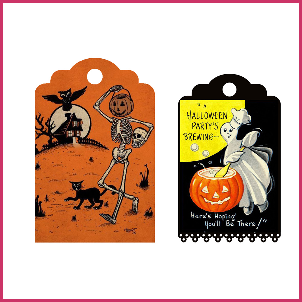 3Tags label etiquette vintage halloweeni