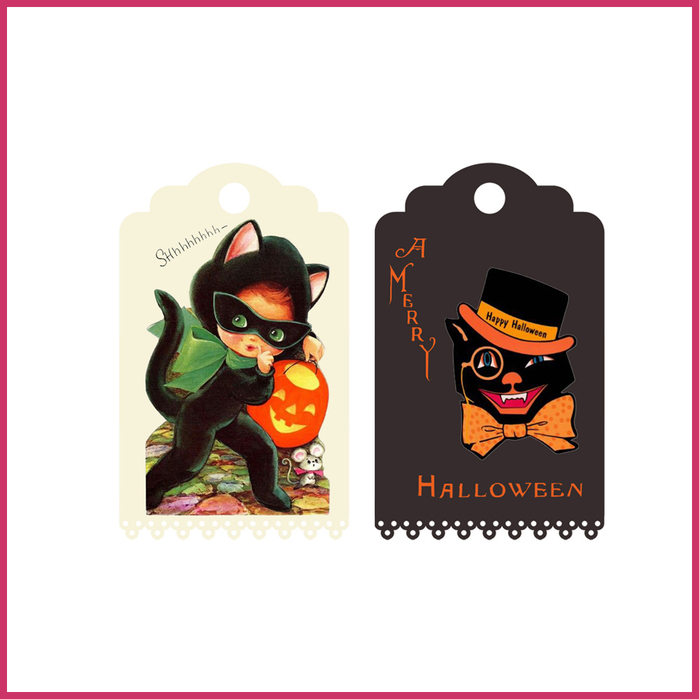 6Tags label etiquette vintage halloween citrouille