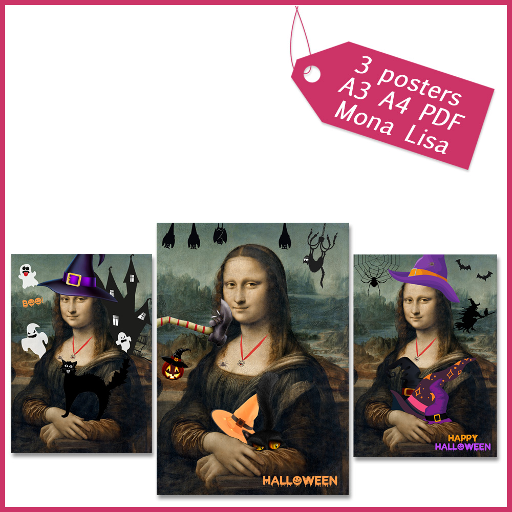 1 POSTER décoration Halloween Mona Lisa Joconde