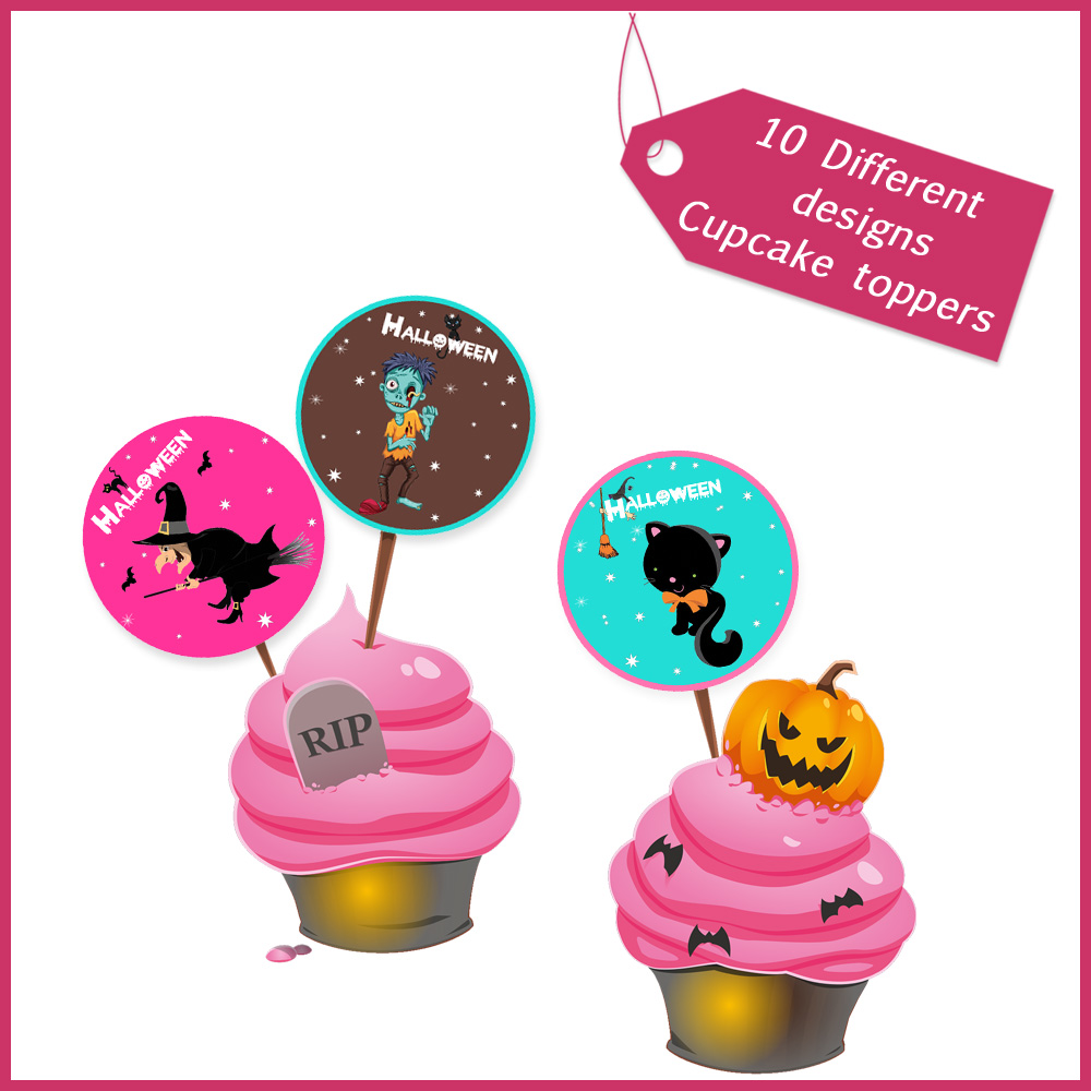 1 cupcake toppers holiday halloween sorciere