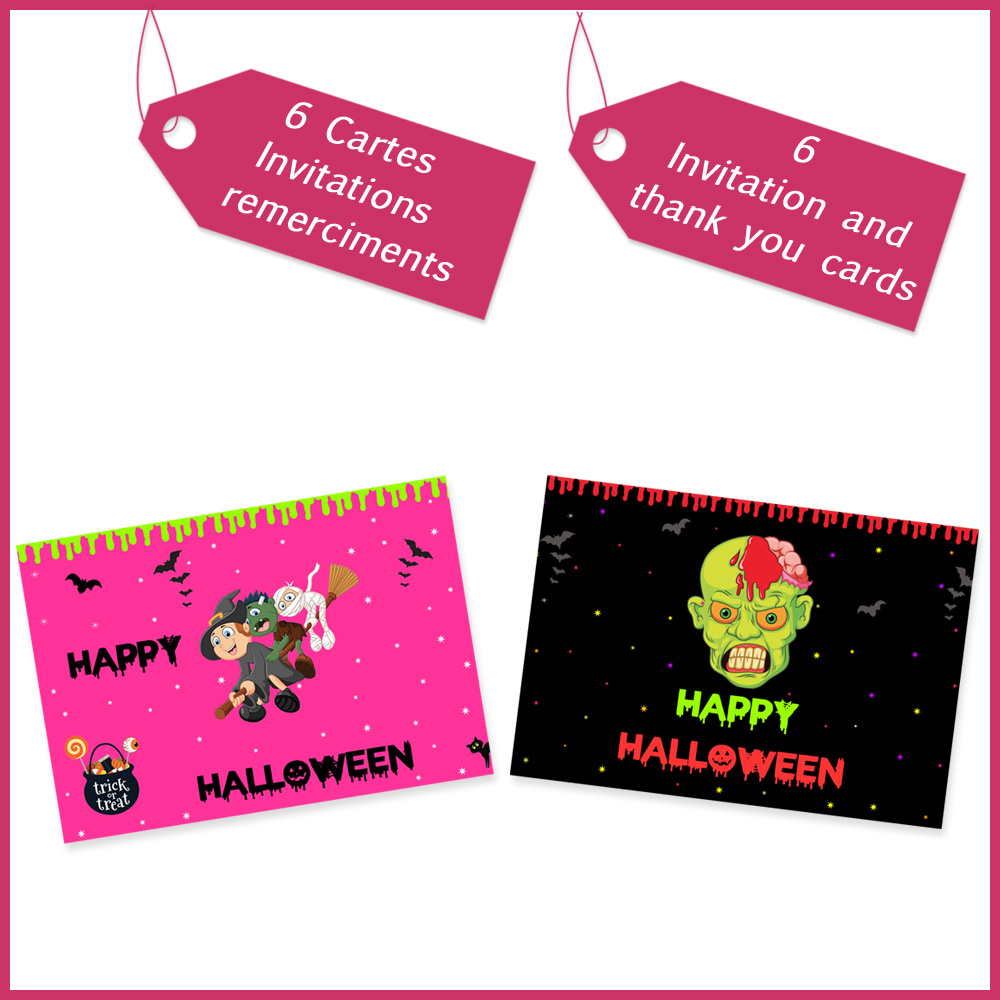 1 Cartes invitation remerciment halloween decoration