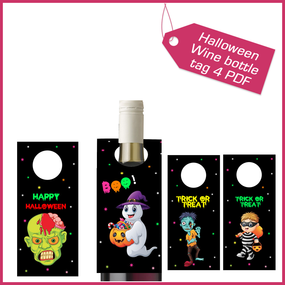 1 Decoration table Halloween Wine bottle tag