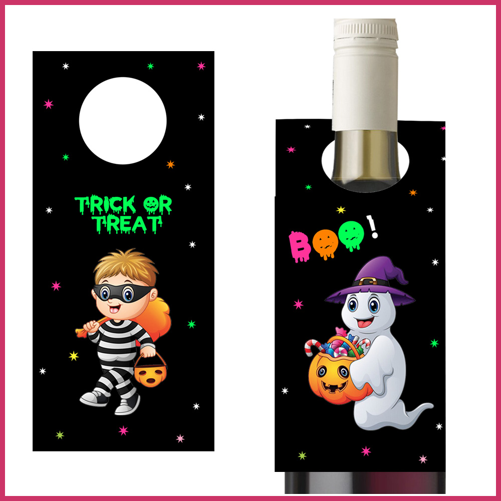 3 Decoration table Halloween Wine bottle tag