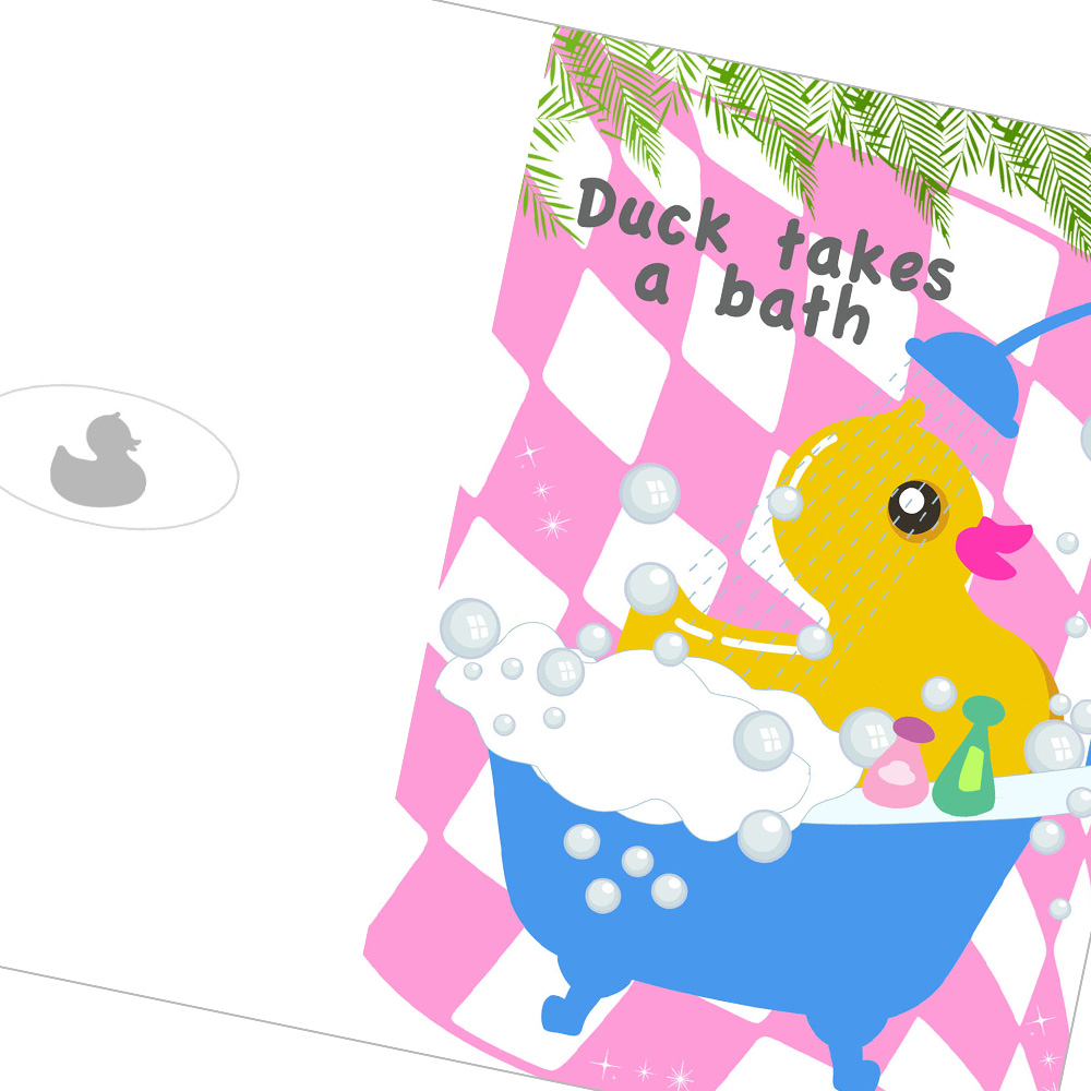 3 Carte canard jaune cahoutchouc dans baignoire