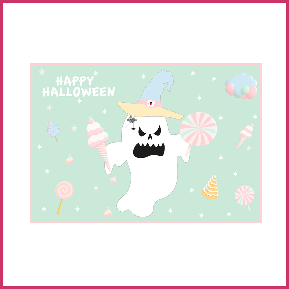 3 Cartes invitation remerciment Fantome halloween