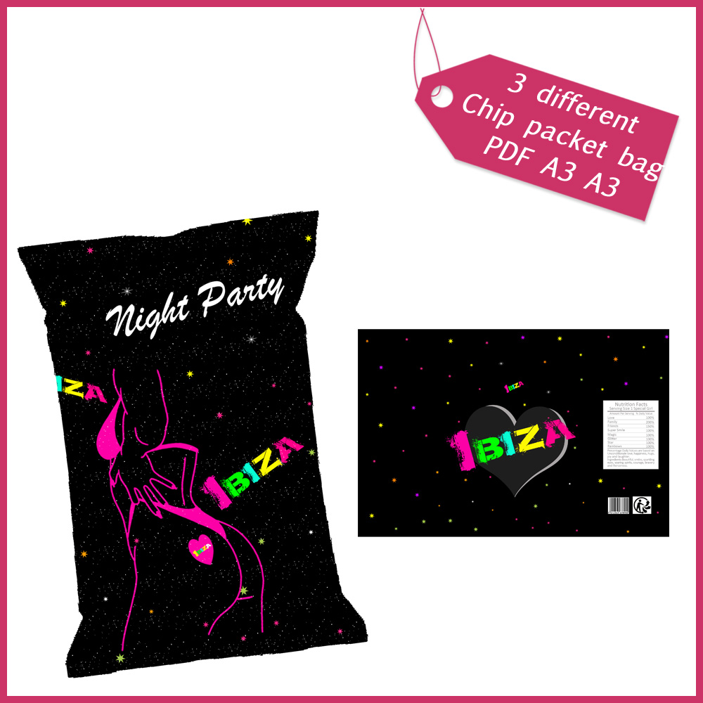 1  packet chip bag birtdhay disco DJ party Ibiza