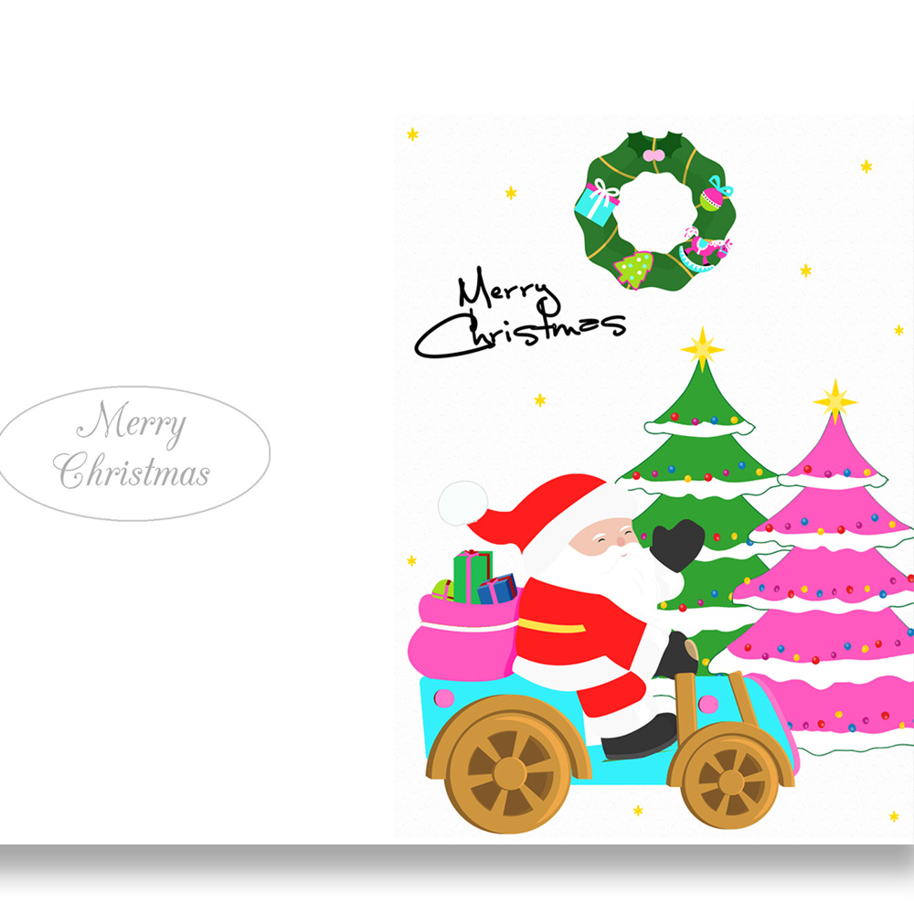 2 Happy New Year card Santa Elf