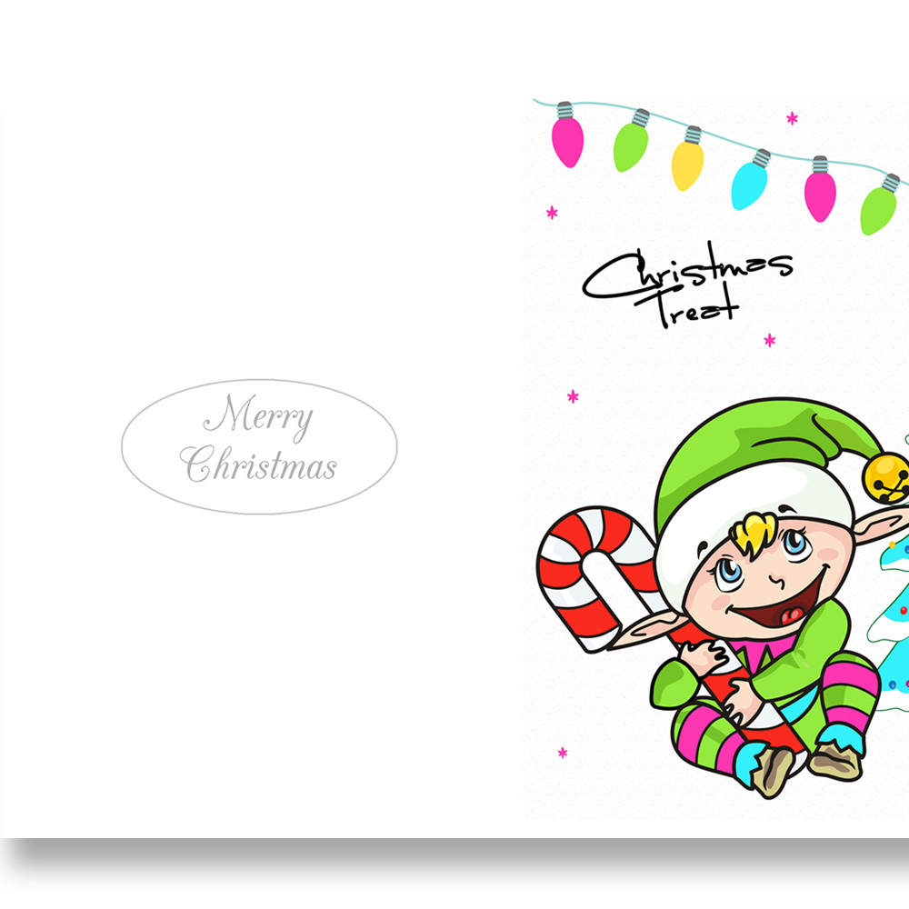 5 Happy New Year card Santa Elf