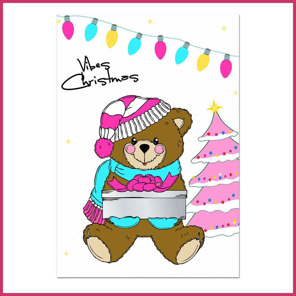 2 Little bear Christmas gift label for children