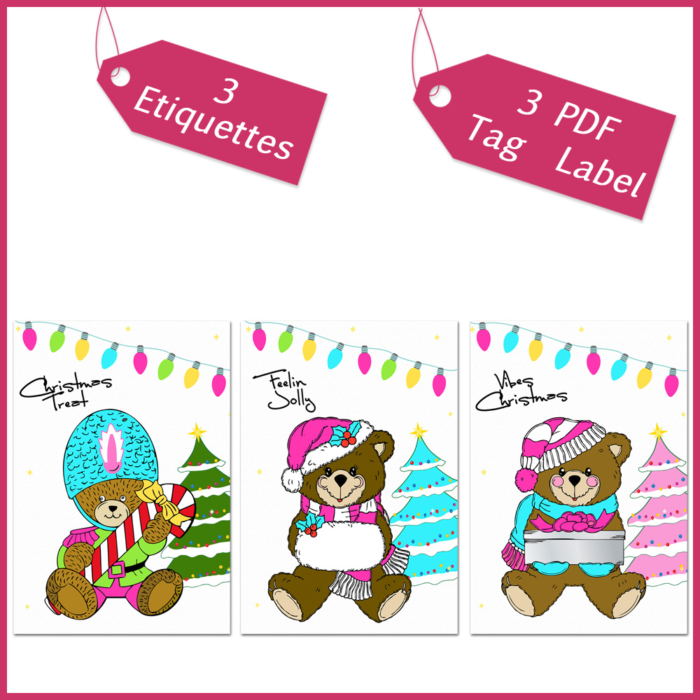 1 Little bear Christmas gift label for children