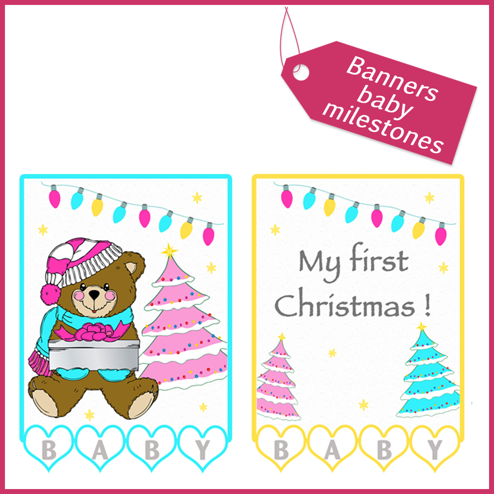 1Banners baby milestones Christmas imprimable
