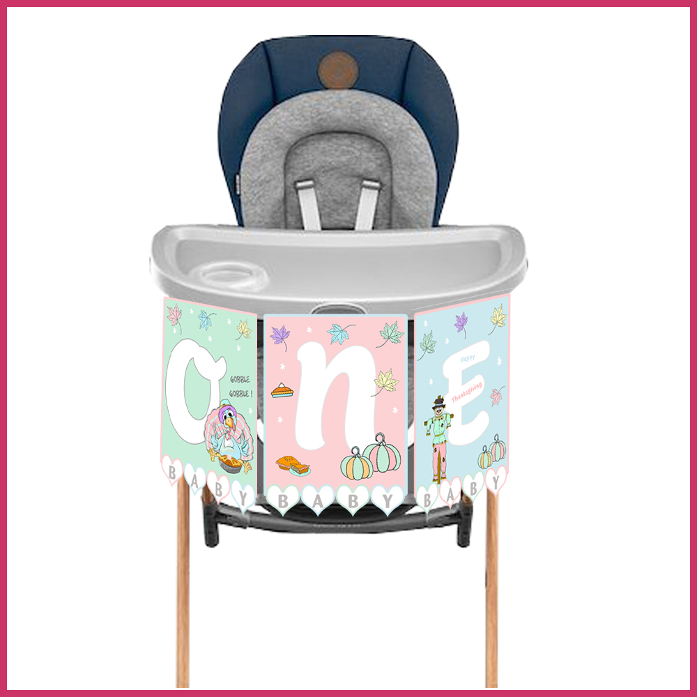 5 High chair garland baby one thanksgiving
