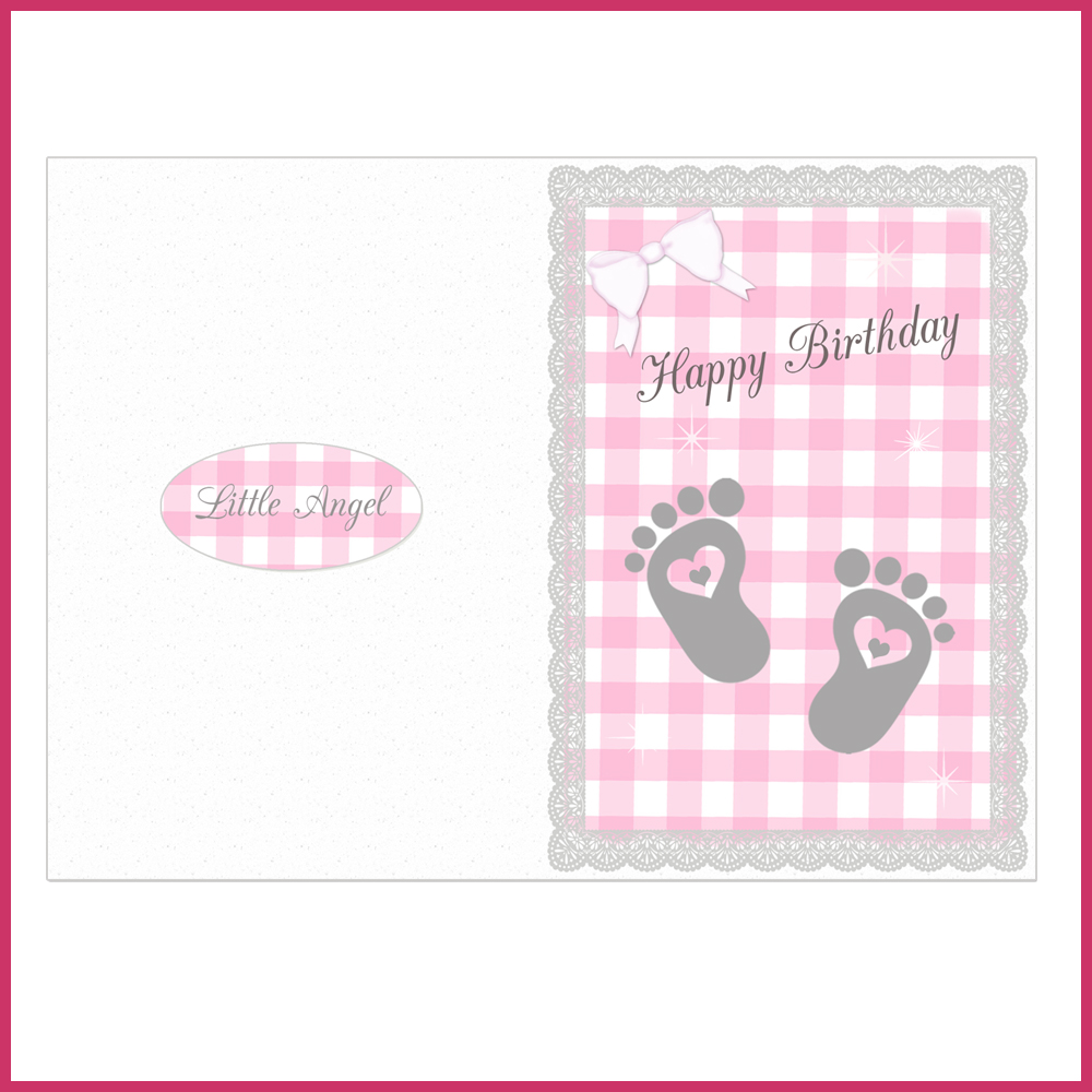 2 cards happy birthday baby shower baptism thank you card pink