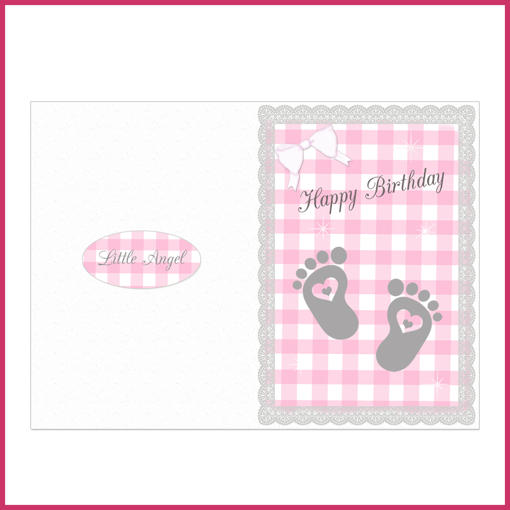 6 cards happy birthday baby shower baptism thank you card pink