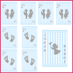 8 playing cards baby shower BLUE BOY