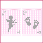 3 playing cards baby shower pink girl