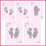 8 playing cards baby shower pink girl