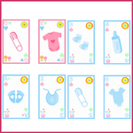 6 playing cards baby shower kids poker GIRL BOY