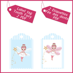 1 etiquette Tag tooth fairy blue