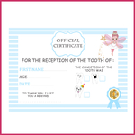 2 Teeth certificate children boy girl tooth fairy