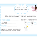 3 Offizielle Zahnzertifikat allemand tooth fairy afro