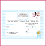 3 Teeth certificate children black afro tooth fairy