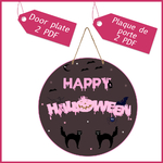 1 Plaque porte decoration happy halloween citrouille