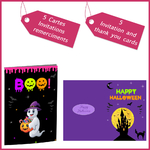 1 Cartes invitation remerciment Happy halloween deguisement