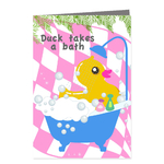 2 Carte canard jaune cahoutchouc dans baignoire