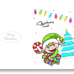 3 Happy New Year card Santa Elf