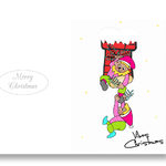 4 Happy New Year card Santa Elf