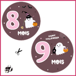 4 cartes étapes bébé halloween à imprimer