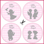 3 cupcake toppers pink girl angel