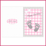 2 cards happy birthday baby shower baptism thank you card pink